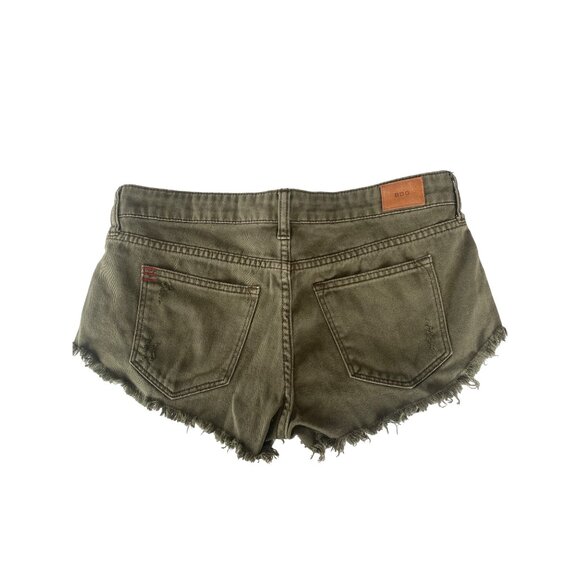 Urban Outfitters BDG Low Rise Dolphin Denim Shorts Olive Army Green - 27 - Picture 4 of 8